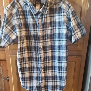 Patagonia Blue and White Plaid Button Down Shirt